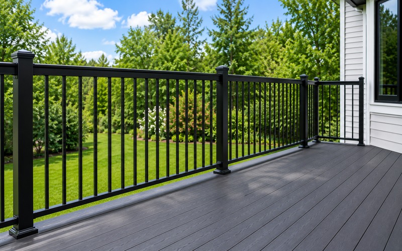 New aluminum railing installed by Homes By Adam